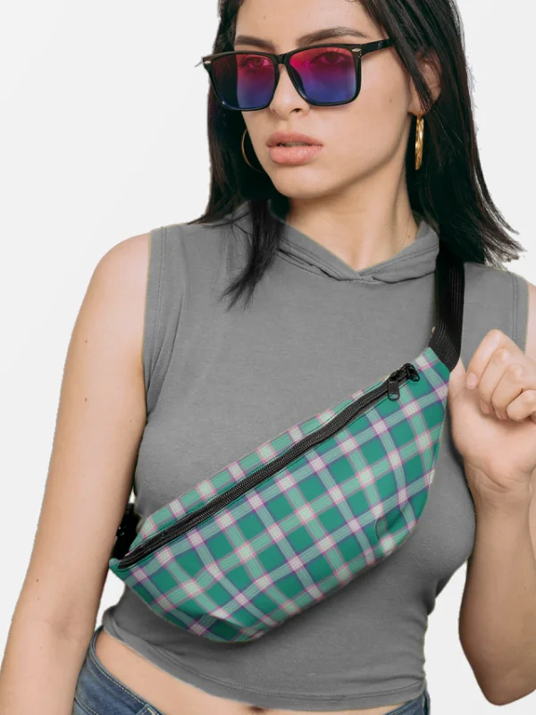Emerald Green and Purple Plaid Fanny Pack product image (1)