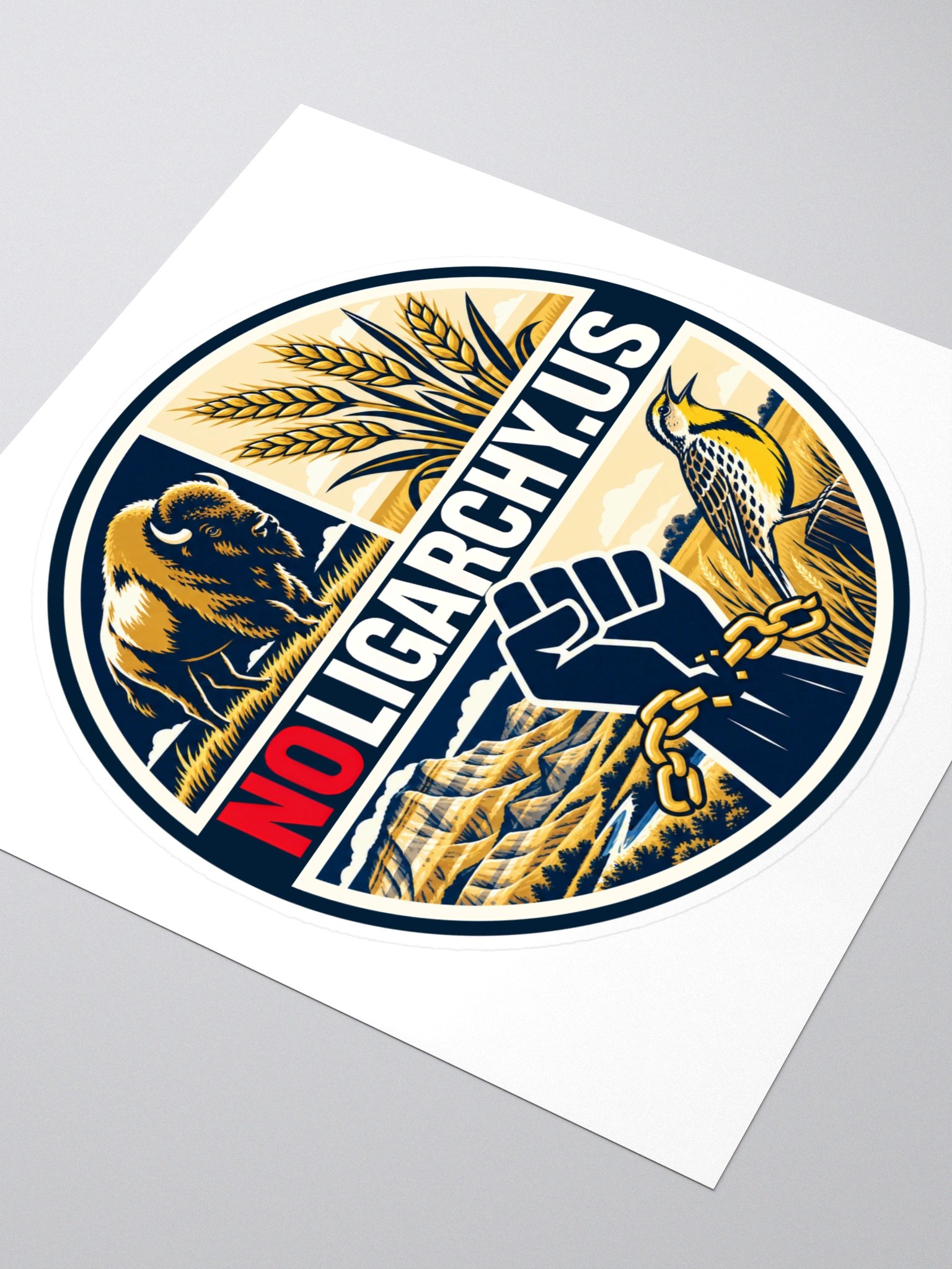 North Dakota NOLIGARCHY.US sticker product image (3)