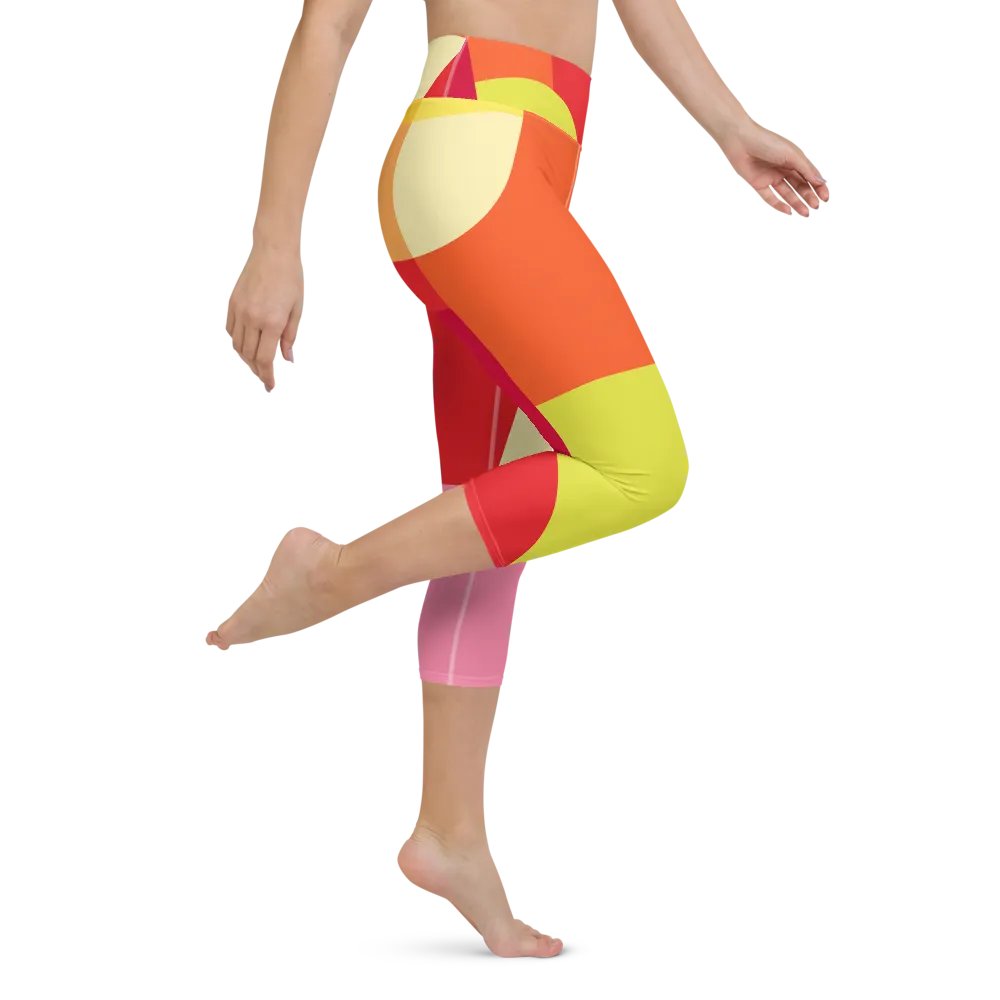 Colorful Large Abstract All-Over Geometric Print Capri Leggings product image (3)