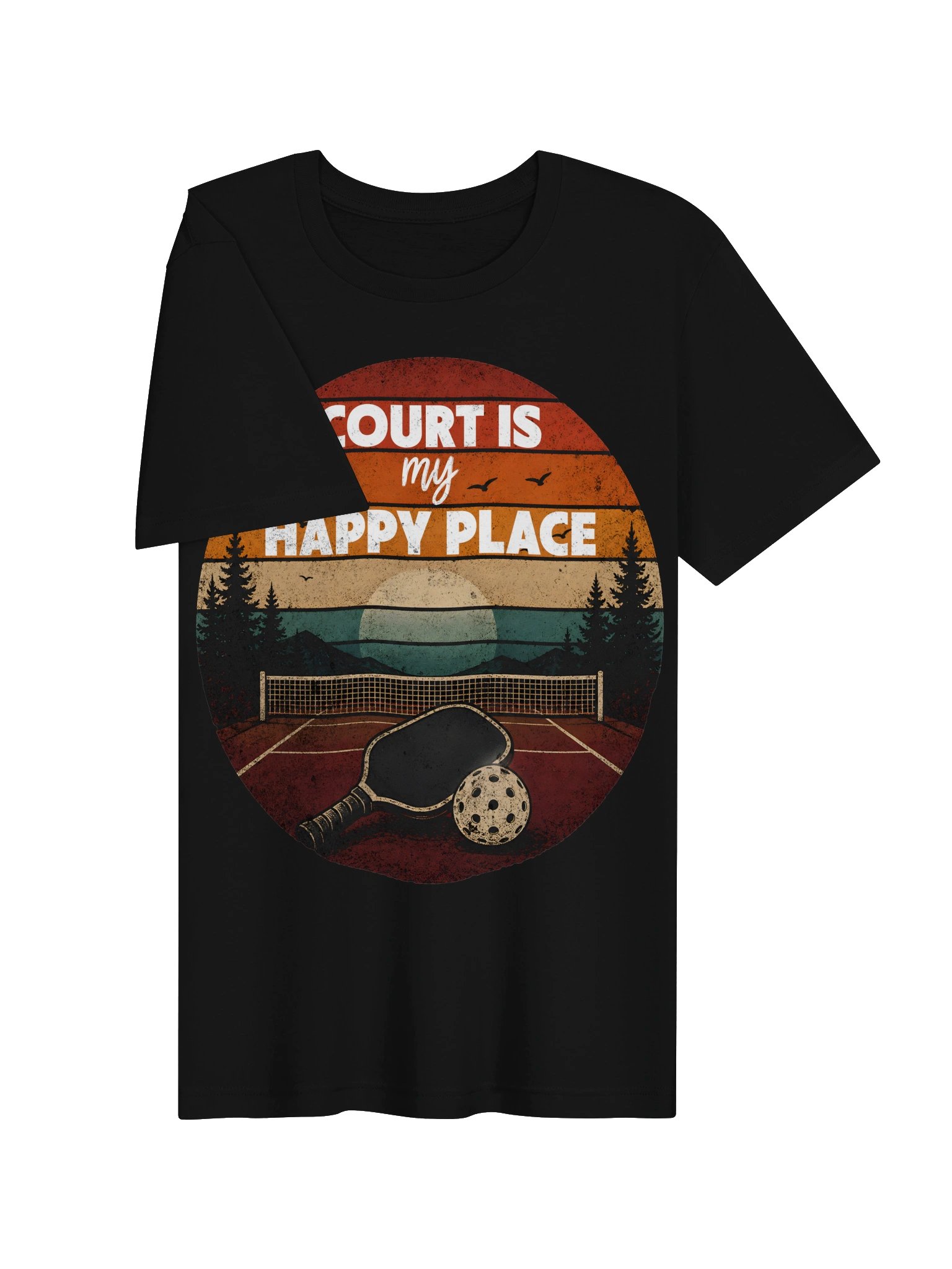 Court Is My Happy Place Pickleball Shirt – Funny Pickleball Tee product image (3)