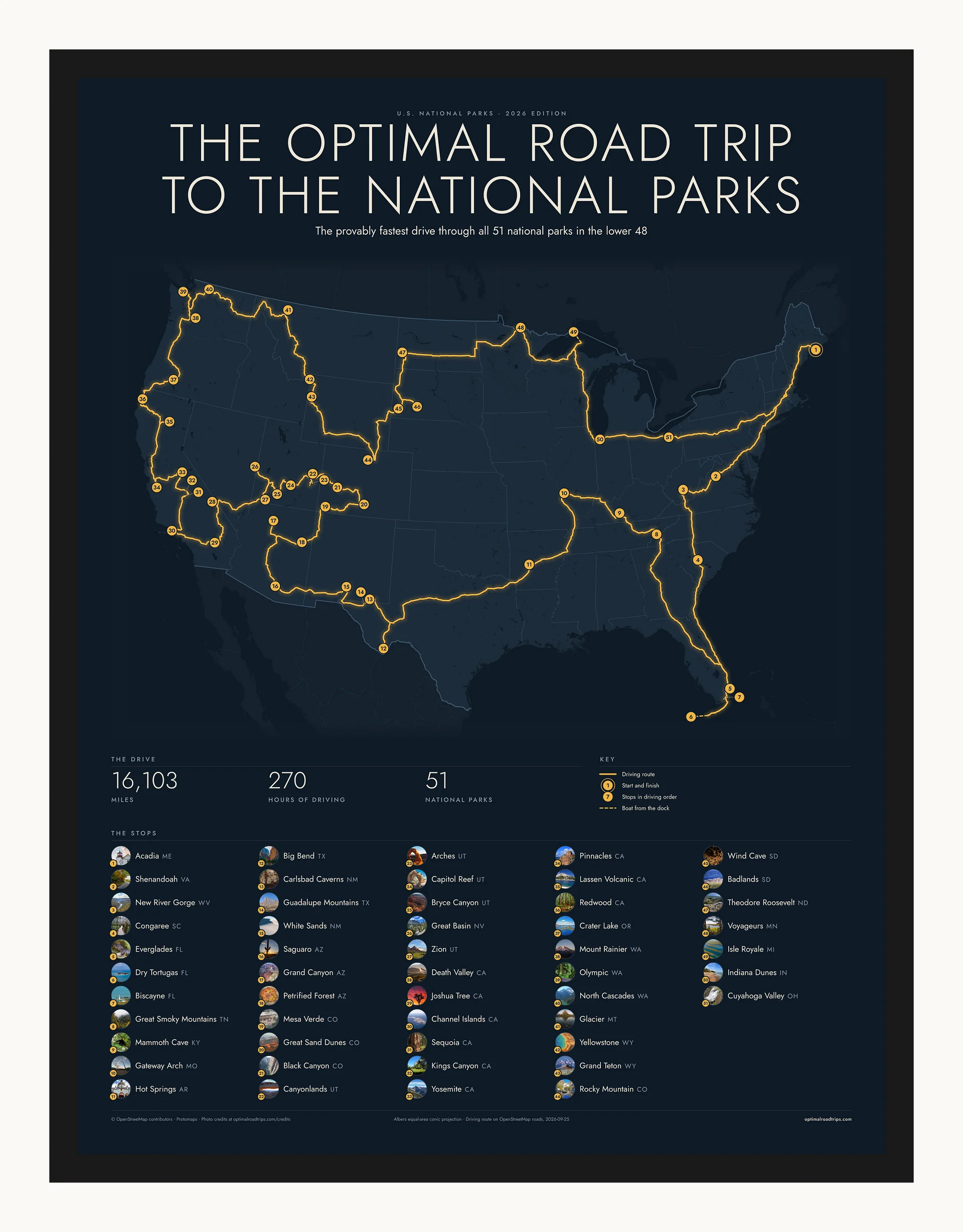U.S. National Parks 2026, Midnight, 18 x 24 in, black-framed poster product image (1)