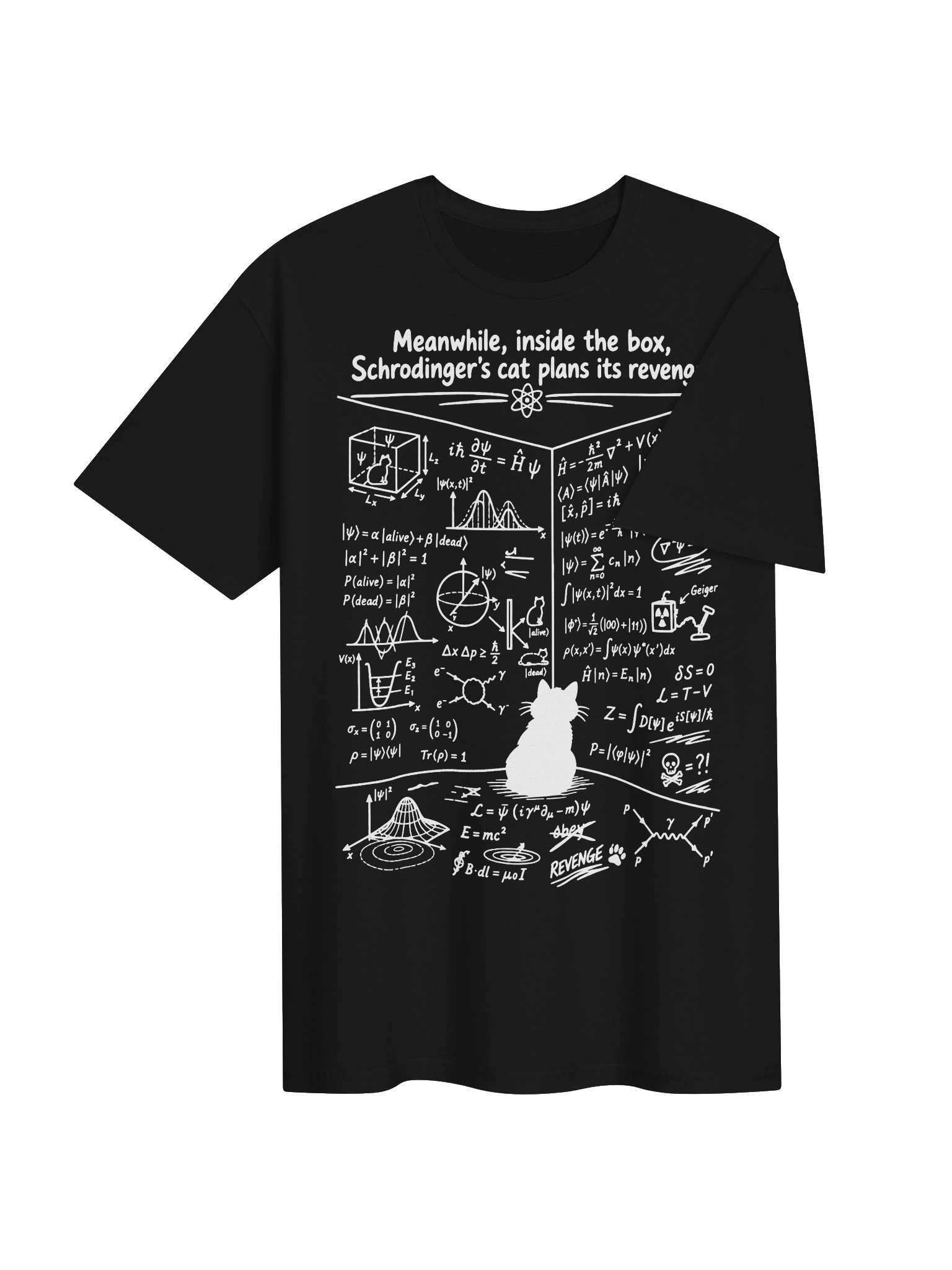 Schrödinger’s Cat Plans Its Revenge – Funny Quantum Physics T-Shirt product image (4)