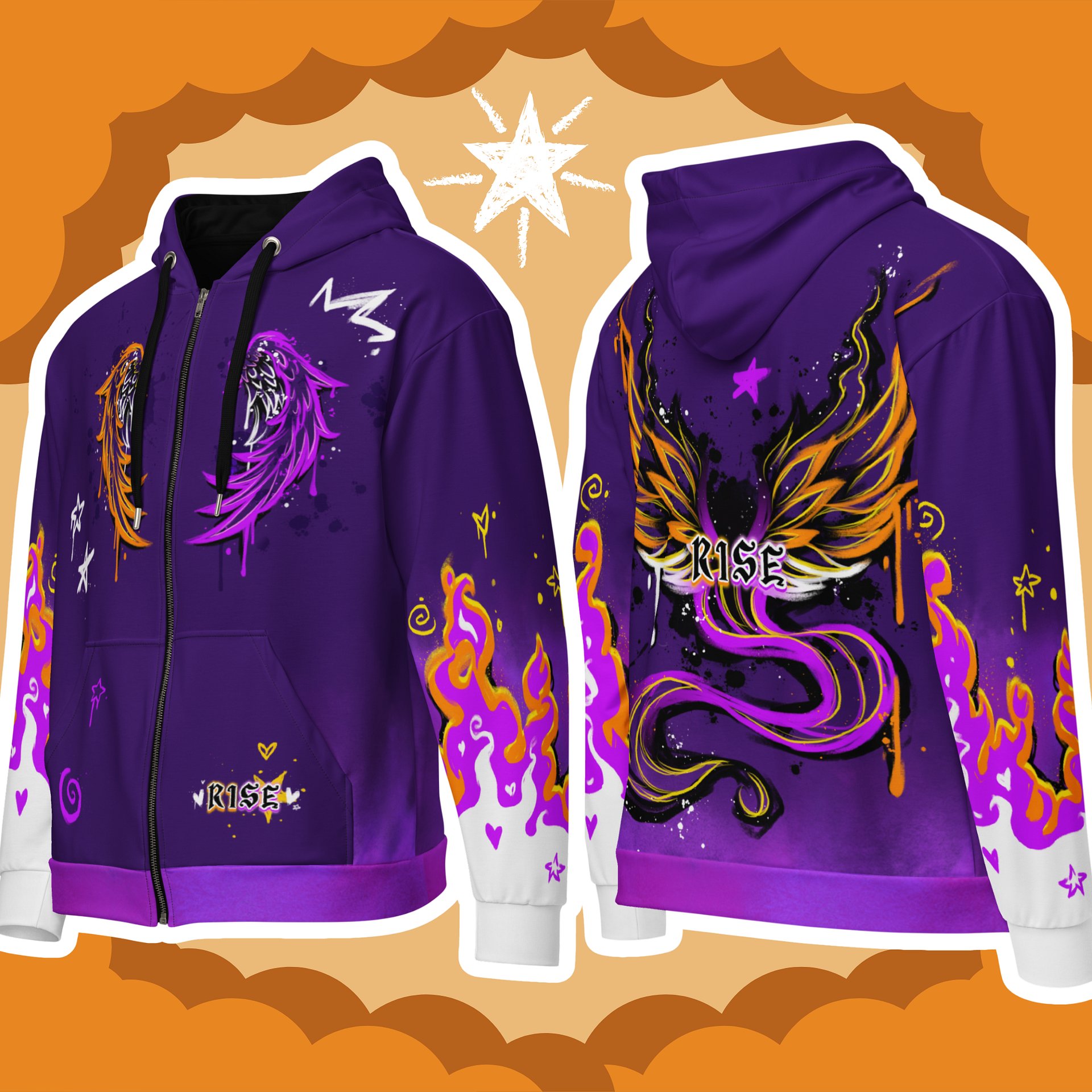 RISE Collection: Subtle Nonbinary Pride Phoenix Zip Hoodie - PURPLE product image (1)