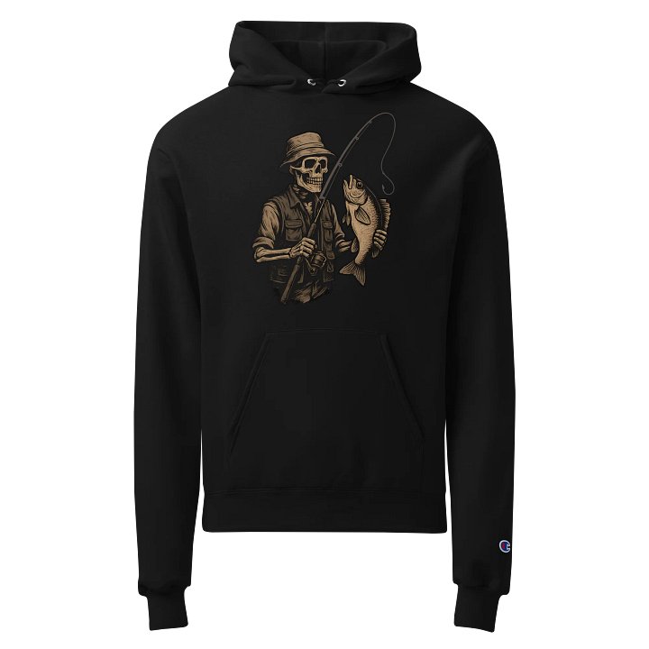 Champion Skeleton Fishing Hoodie Skull Anglercore Streetwear Graphic Unisex Fishing Hoodie Gothic Skull Outdoor Apparel product image (1)