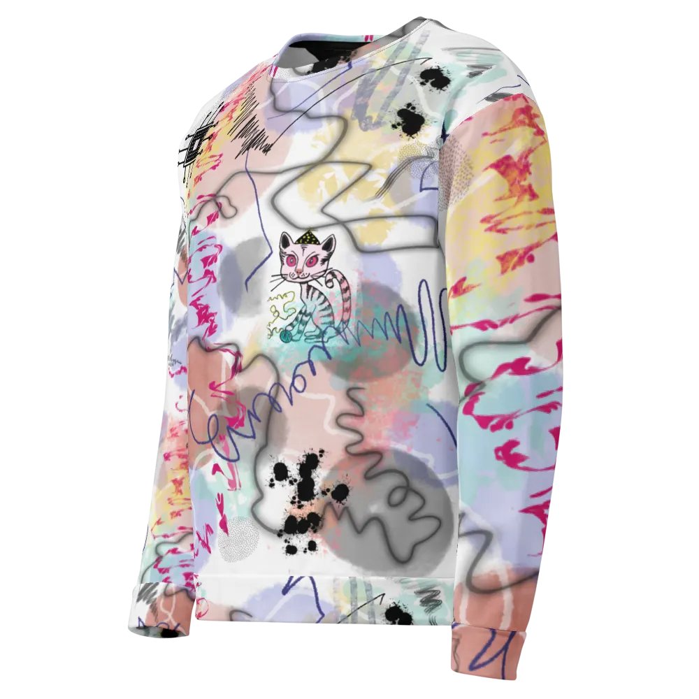 ScribbleWear 'PinkHat Cat' Unisex Art Sweatshirt product image (3)