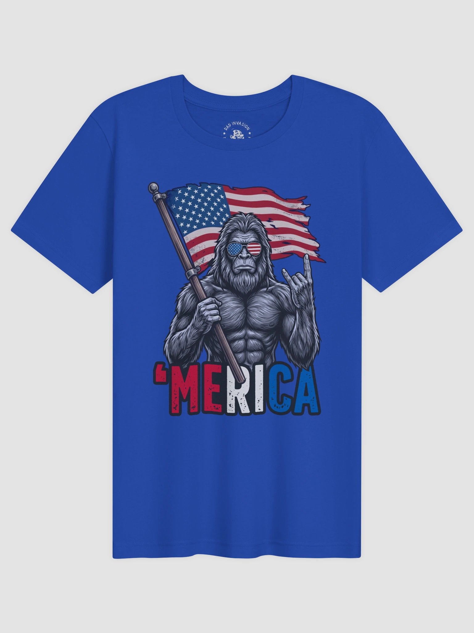 Bigfoot Merica Rock American Flag Patriotic 4th of July Pemium T-Shirt product image (1)