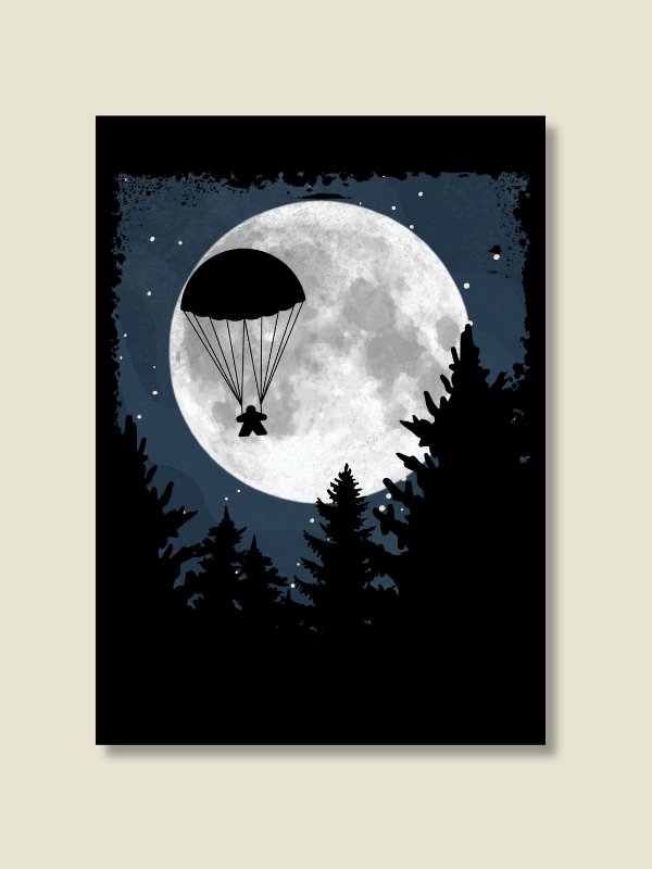 Parachute Meeple Full Moon Board Game Room Poster - UNFRAMED product image (1)