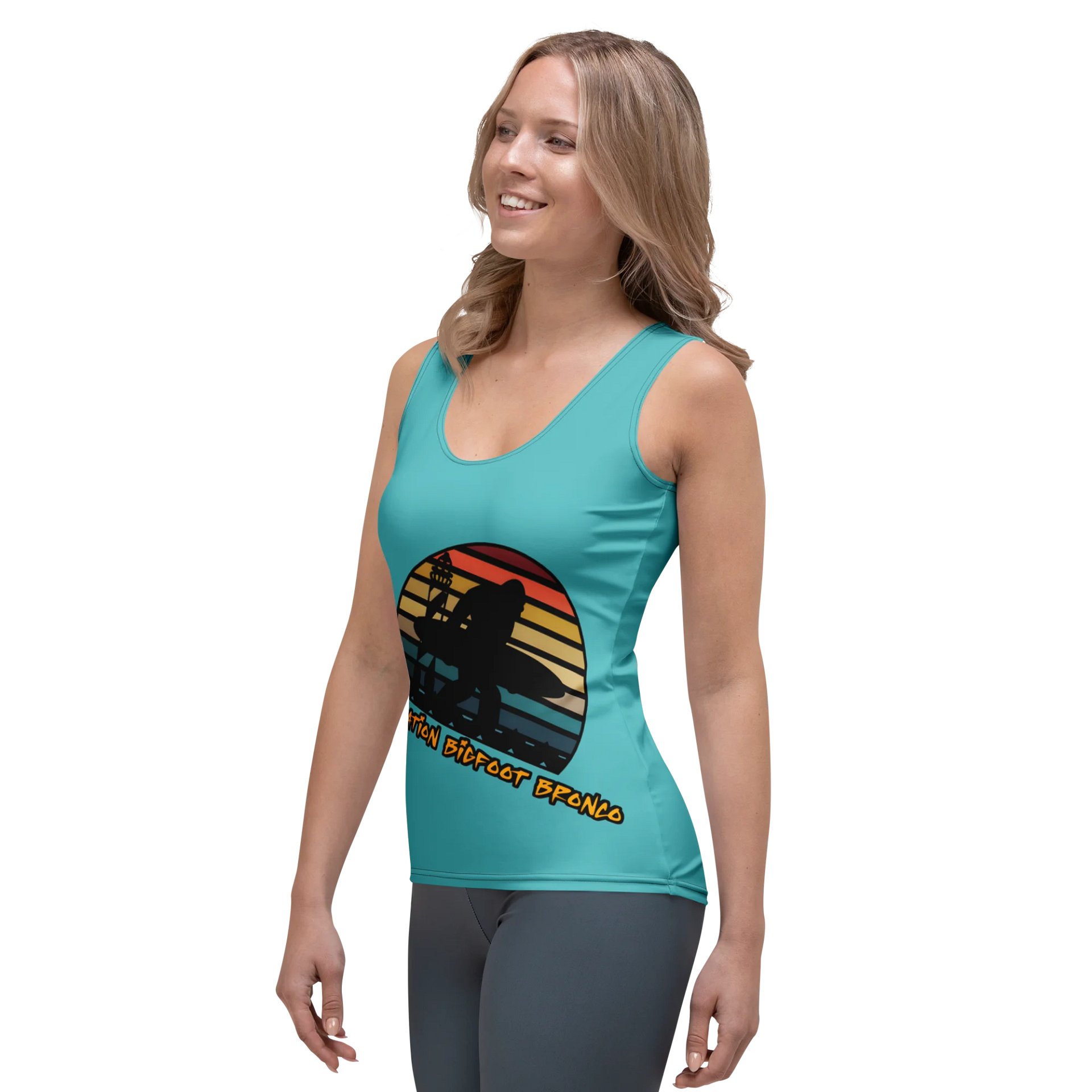 Destination Bigfoot Bronco Slanted Classic Logo Women's Tank (Dark Turqouise) product image (3)
