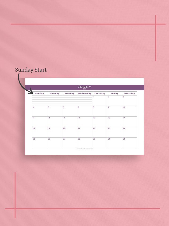 Understated Rainbow 2026 Calendar - Single Page per Month, Sunday Start, Half Letter Size product image (2)