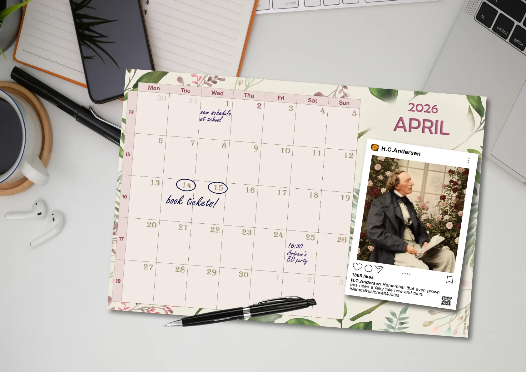 Monthly calendar 2026 (printable pdf) - Monday start product image (2)