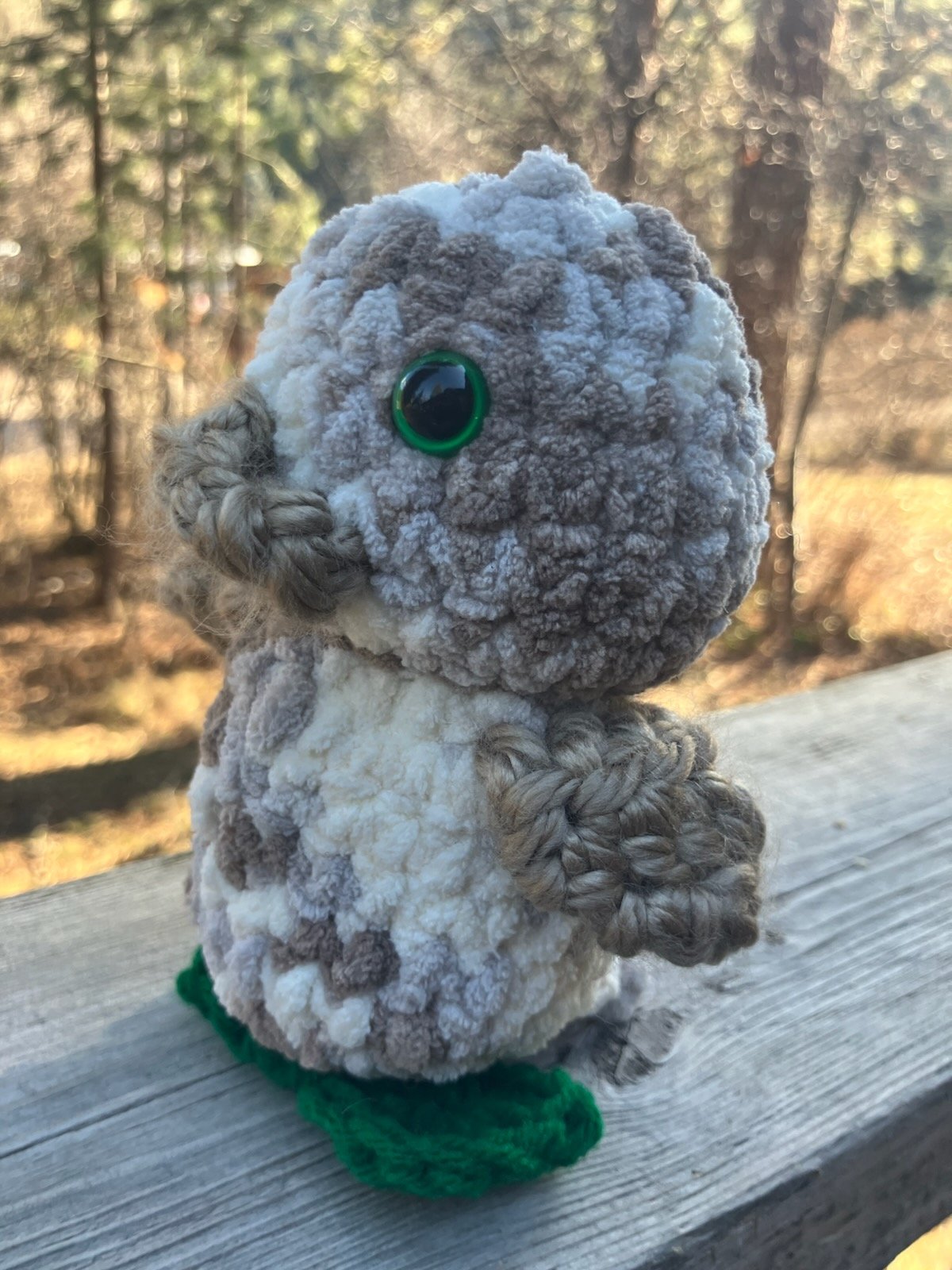 Hand-Crocheted Standing Bird - Earthy Variegated Browns & Beige product image (7)