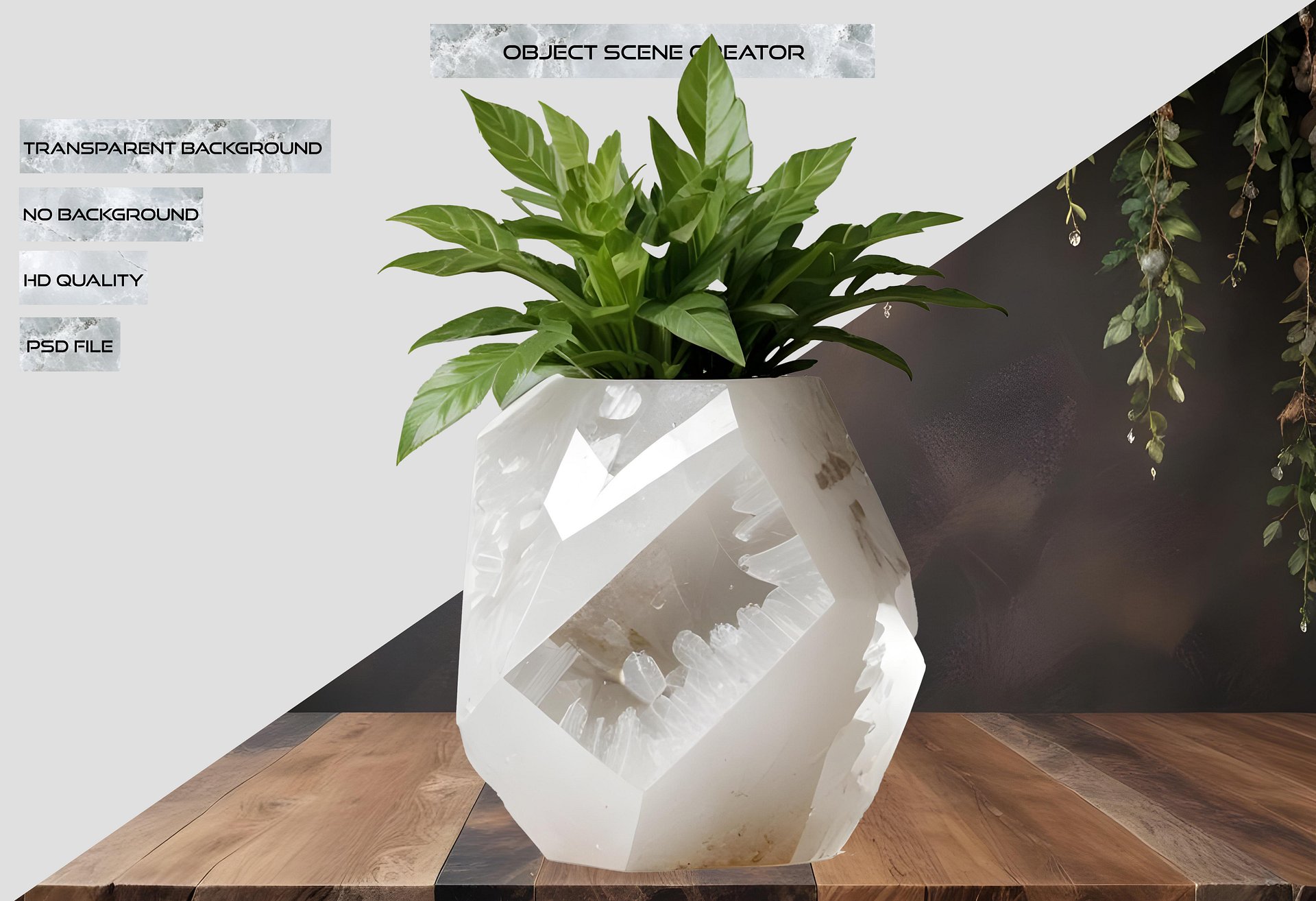 Collection: Crystal Serenity – Boho Chic Quartz Planter PNG product image (2)