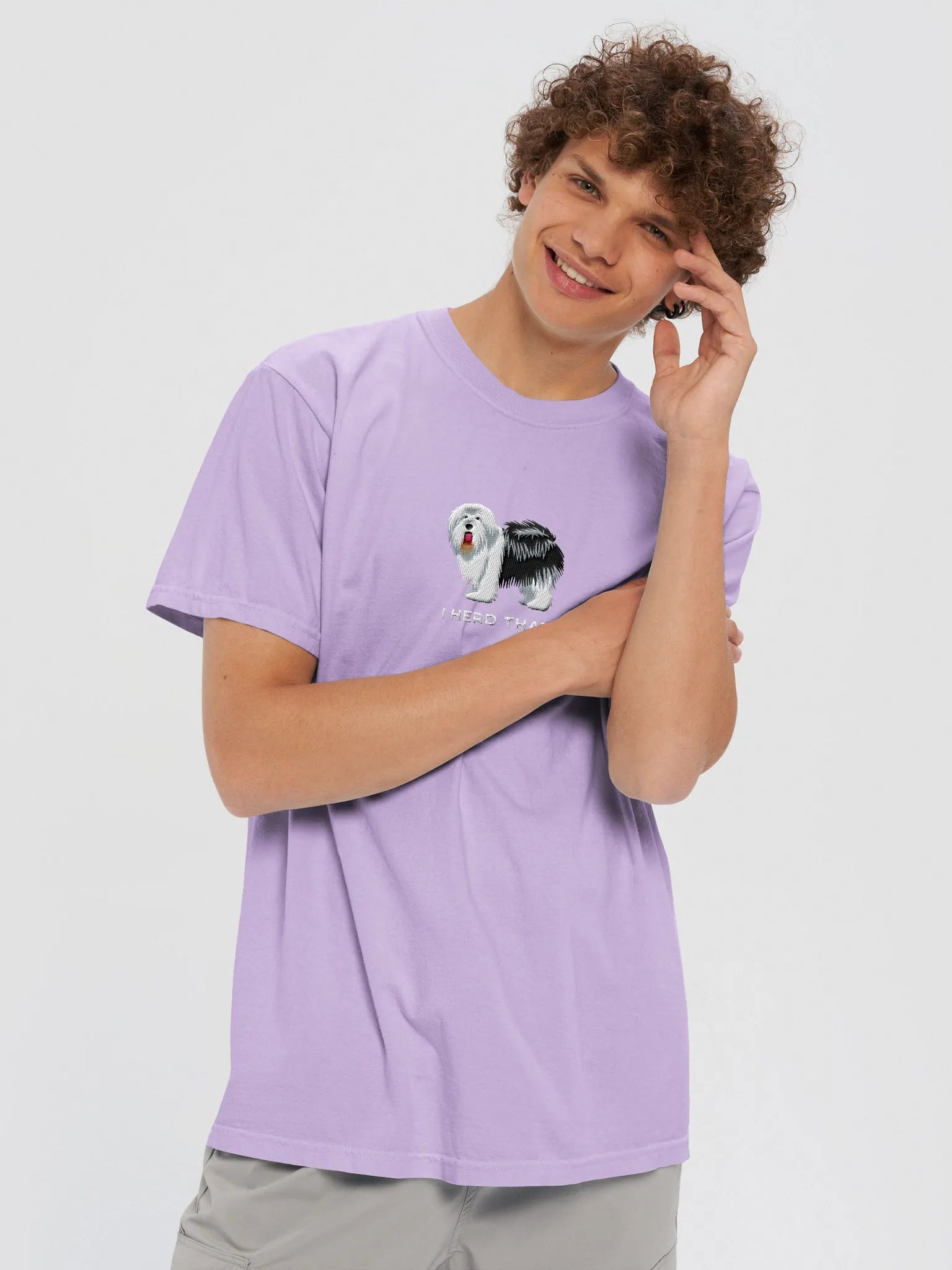 I Herd That T-Shirt(Embroidered) of an Old English Sheepdog(Black & White) product image (2)
