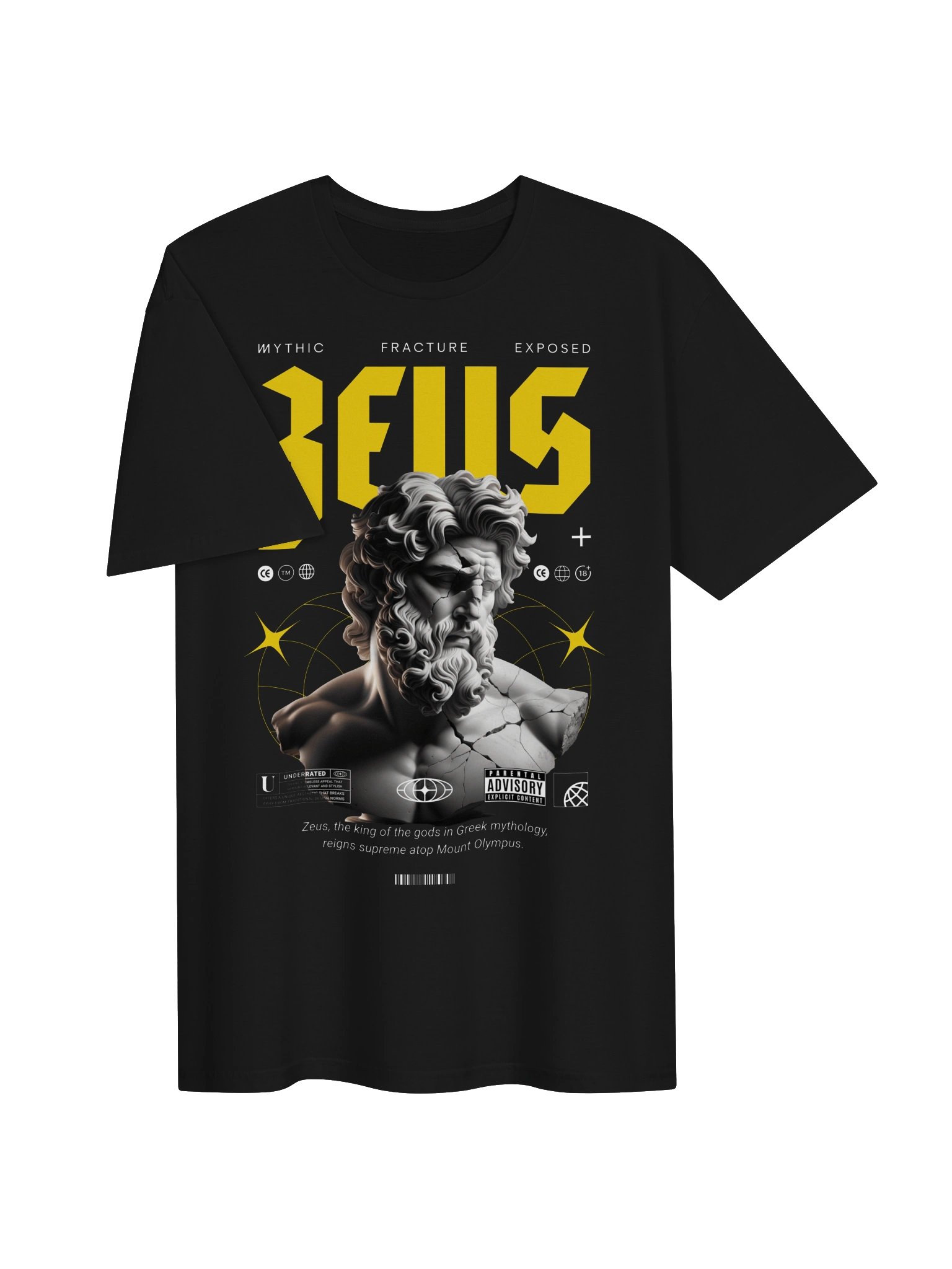 Zeus Mythic Fracture Statue Graphic Unisex Softstyle T-Shirt product image (2)