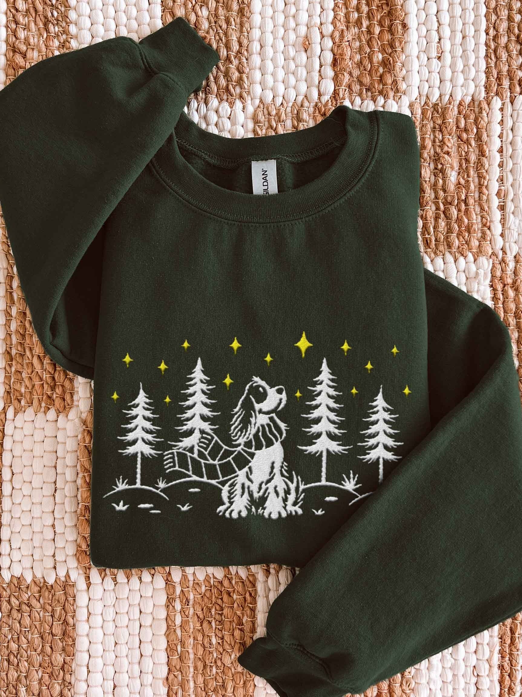 English Setter Winter/Christmas Line Art Design Embroidered Sweatshirt product image (1)