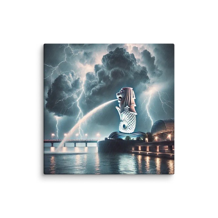 Stunning Singapore Merlion Canvas with Lightning and Esplanade Backdrop - A Unique Artwork for Your Space! product image (2)