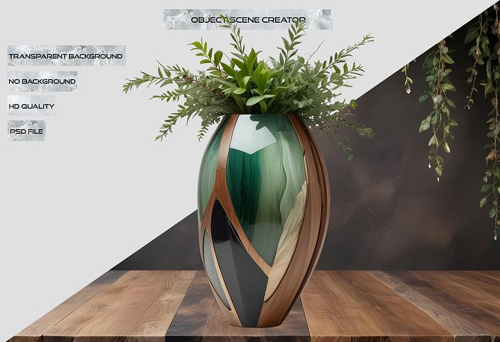 Luxe Botanique – Emerald Grace Vase PNG product image (2)