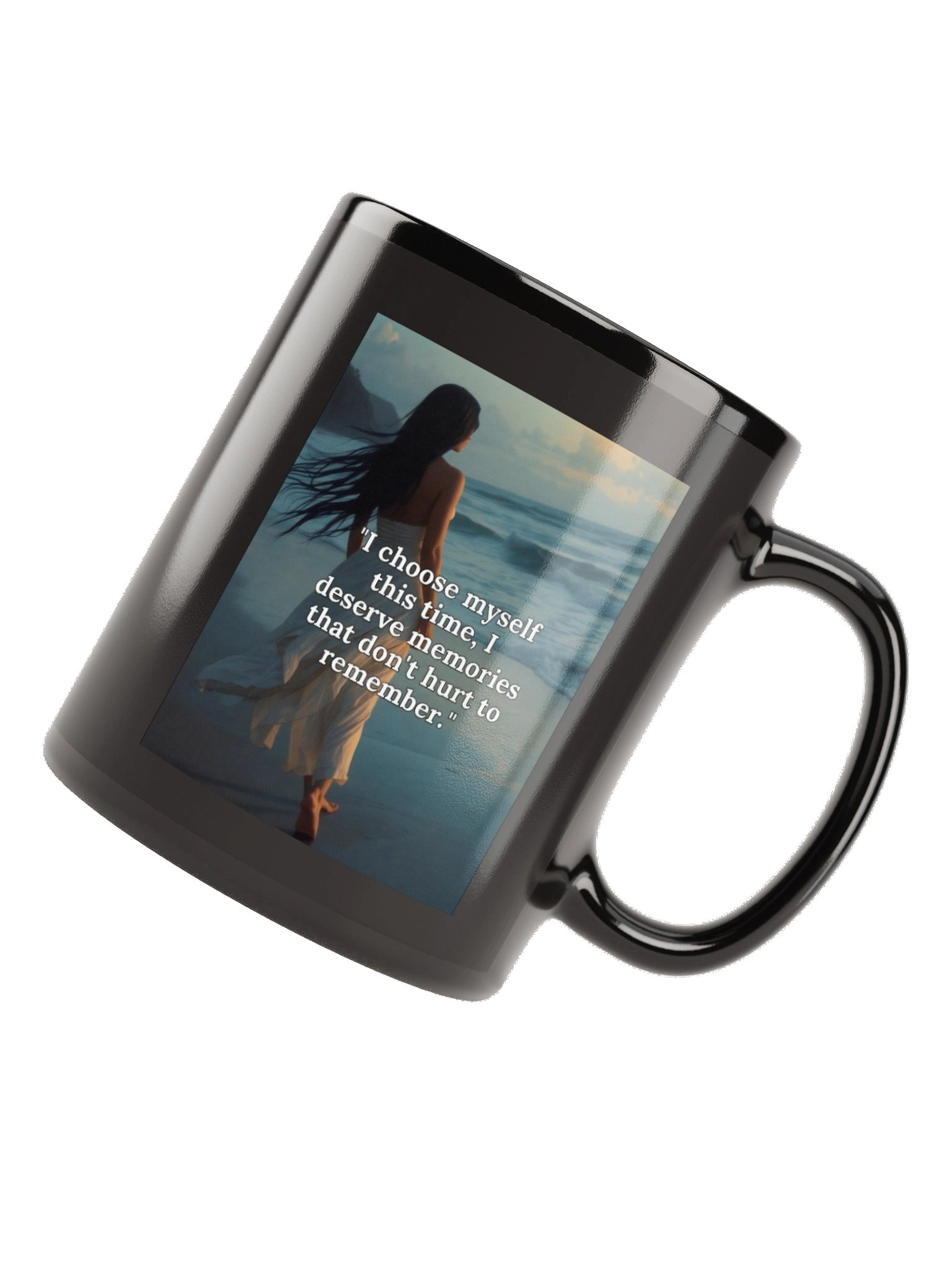 Mind Matter- I Choose Myself Beach Quote- Black Mug product image (6)