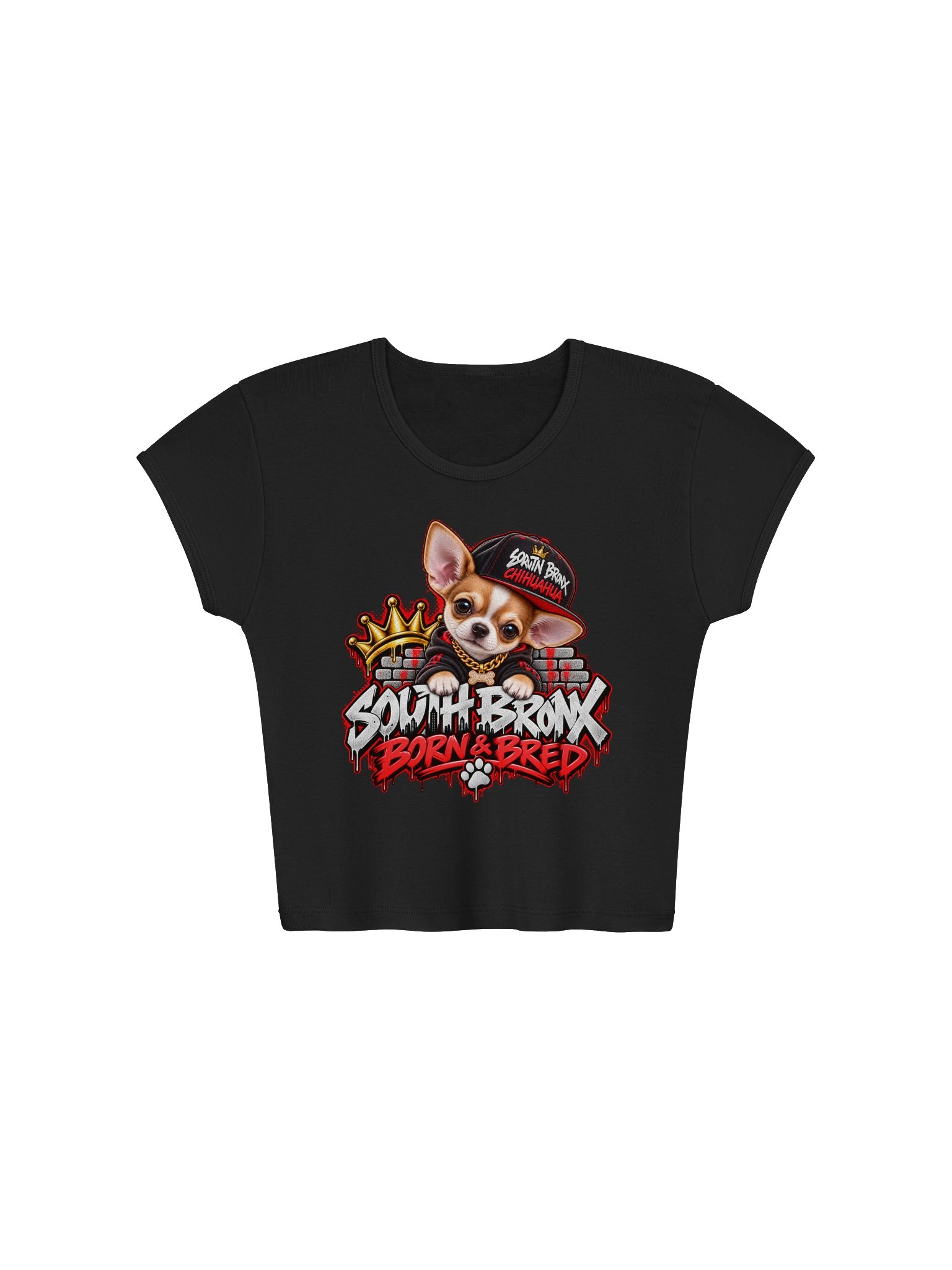 South Bronx Born & Bred Chihuahua — Women’s Baby Tee product image (5)