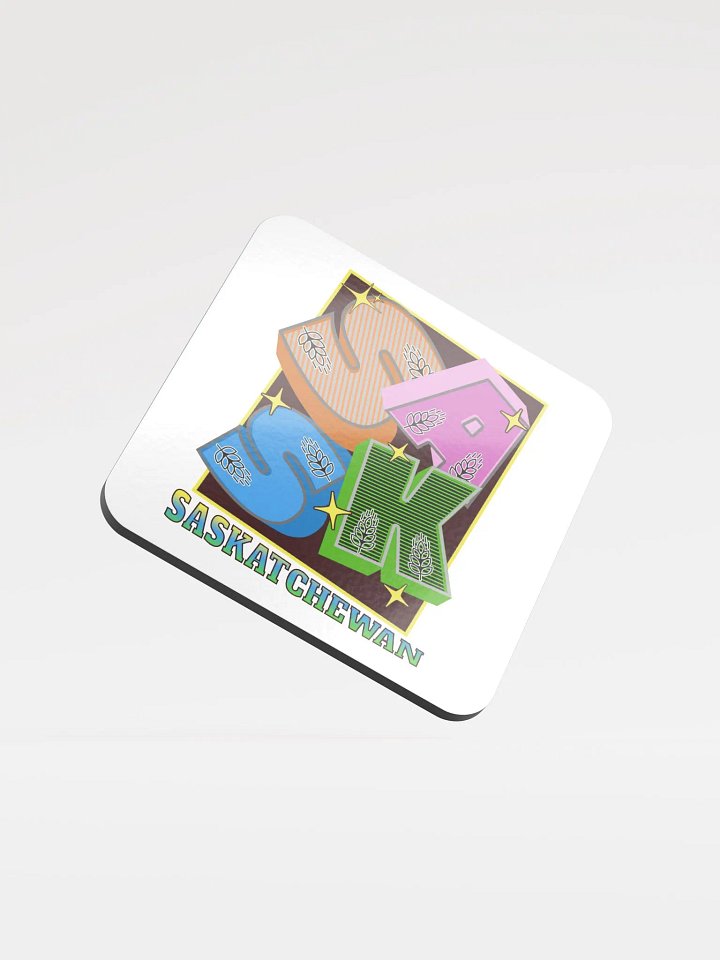 Sask Saskatchewan Block Letter Chic: Glossed Cork Coaster product image (2)