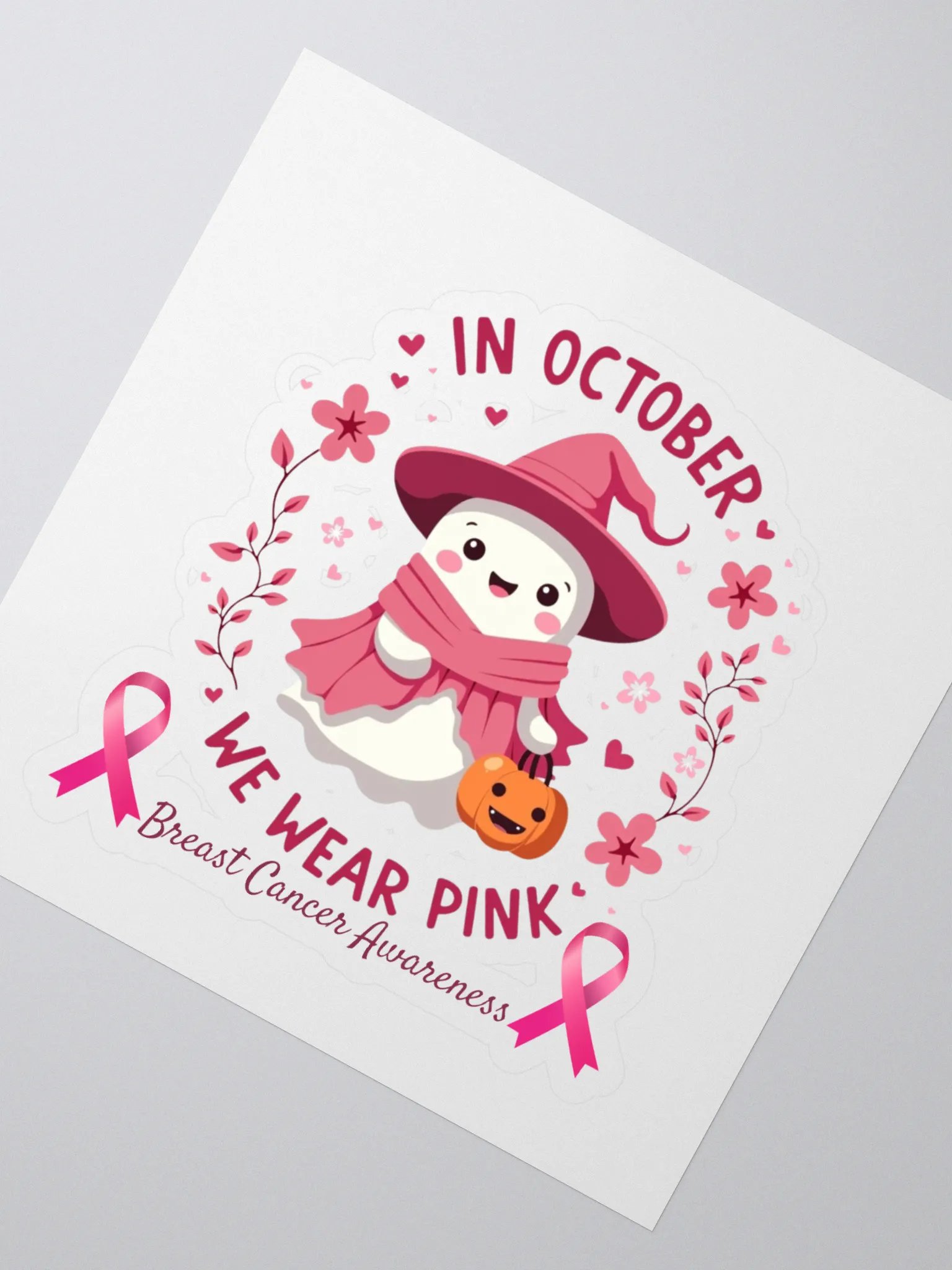 Pink Ghost Breast Cancer Awareness Stickers product image (2)