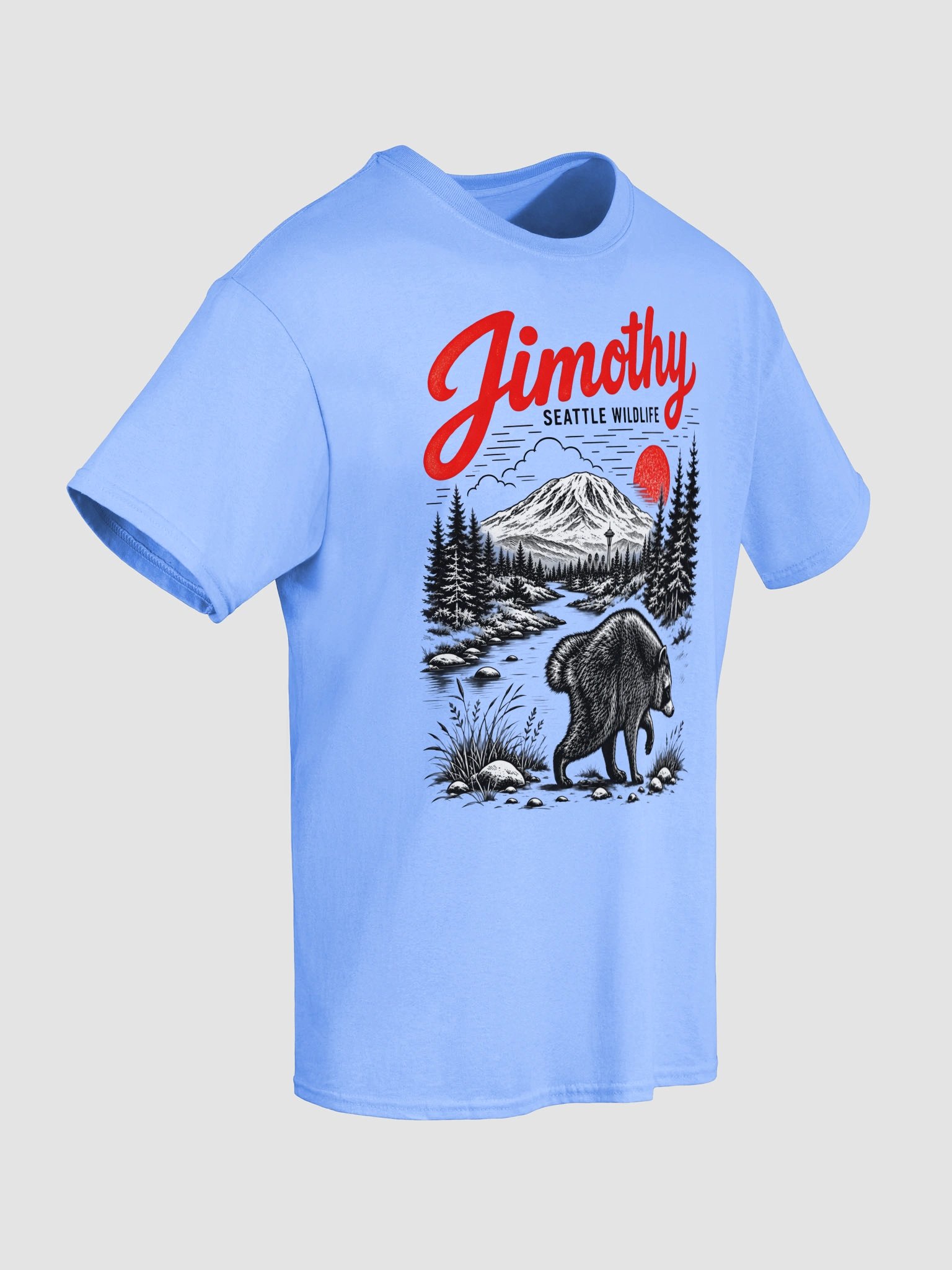 Jimothy Seattle Wildlife Raccoon Light Blue Shirt product image (5)