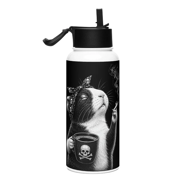Edelstahl-Wasserflasche mit Strohhalmdeckel - Not my Problem - HellbergOutlaws product image (1)
