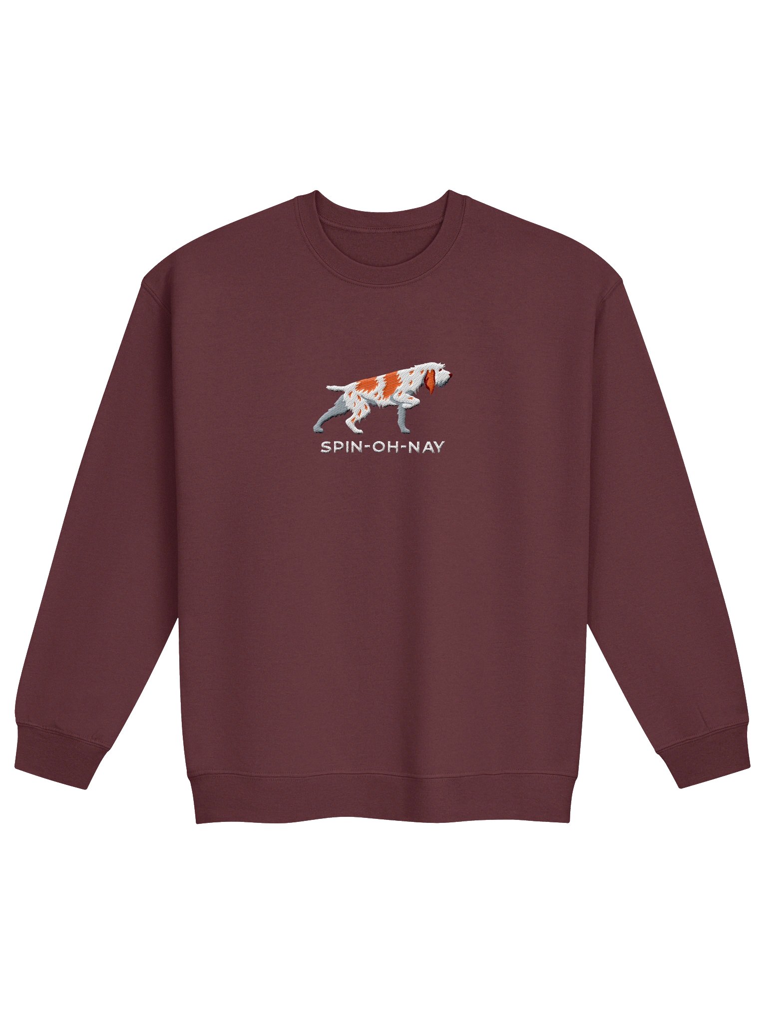 Spin-Oh-Nay Sweatshirt (Embroidered) of a Spinone Italiano(Orange & White) product image (4)