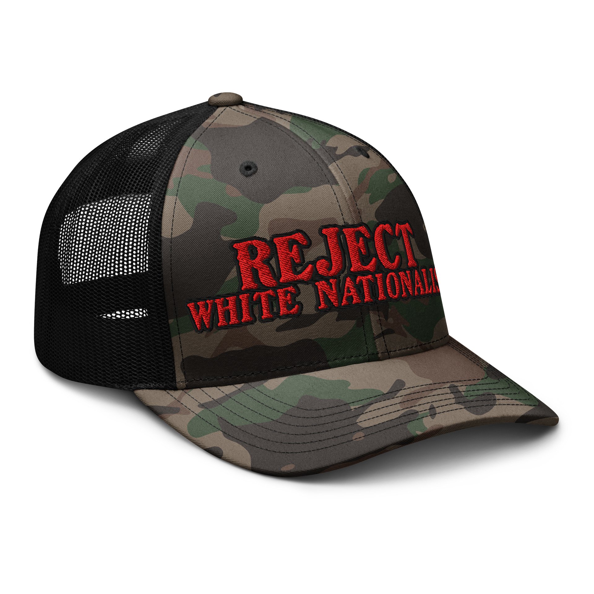 Reject White Nationalism Camo Trucker Hat 2 product image (6)