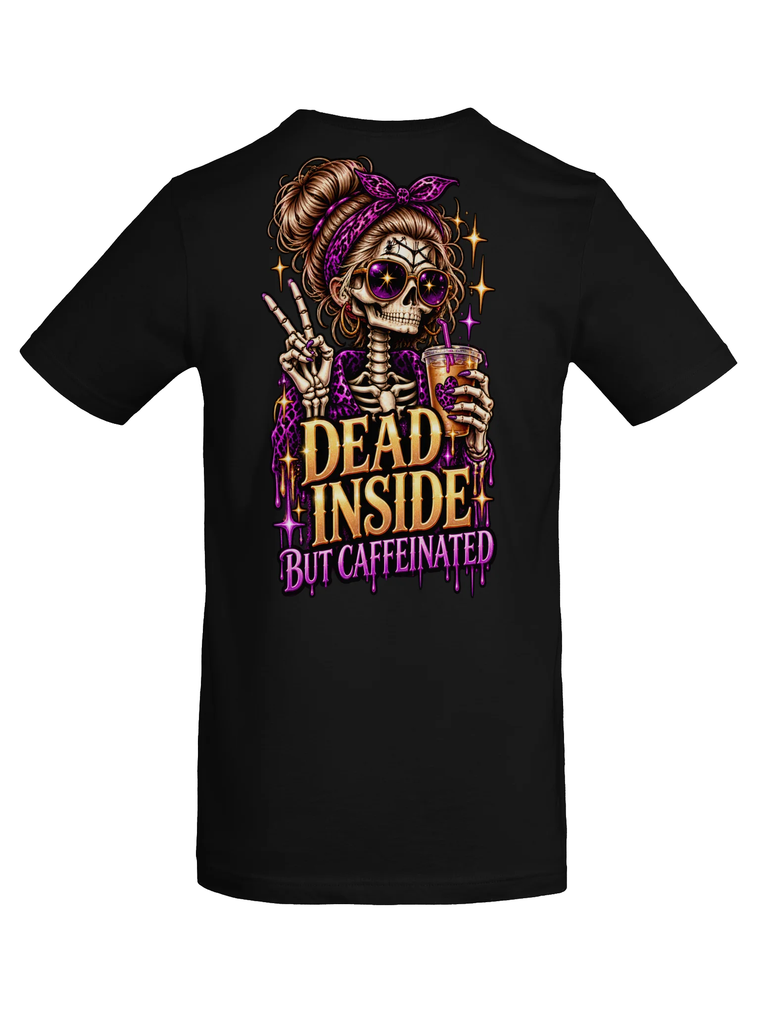 Dead Inside But Caffeinated — Halloween Skeleton Graphic Tee product image (12)
