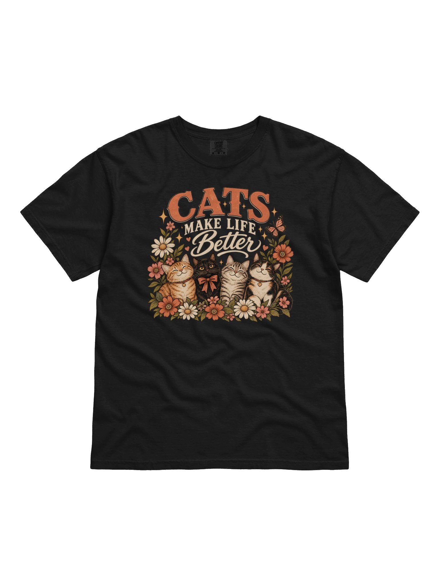 Cats Make Life Better T-Shirt | Vintage Floral Cat Lover Graphic Tee product image (8)