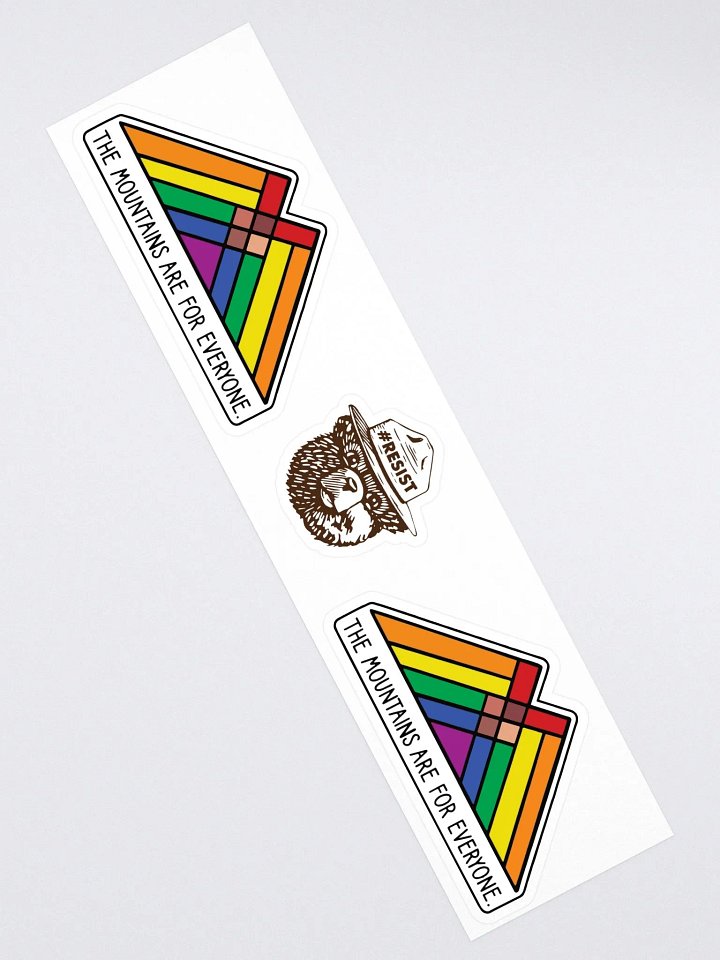 Mountains are for EVERYONE! Double Smokey Rainbow Sticker 15" Collage Vinyl Decal product image (2)
