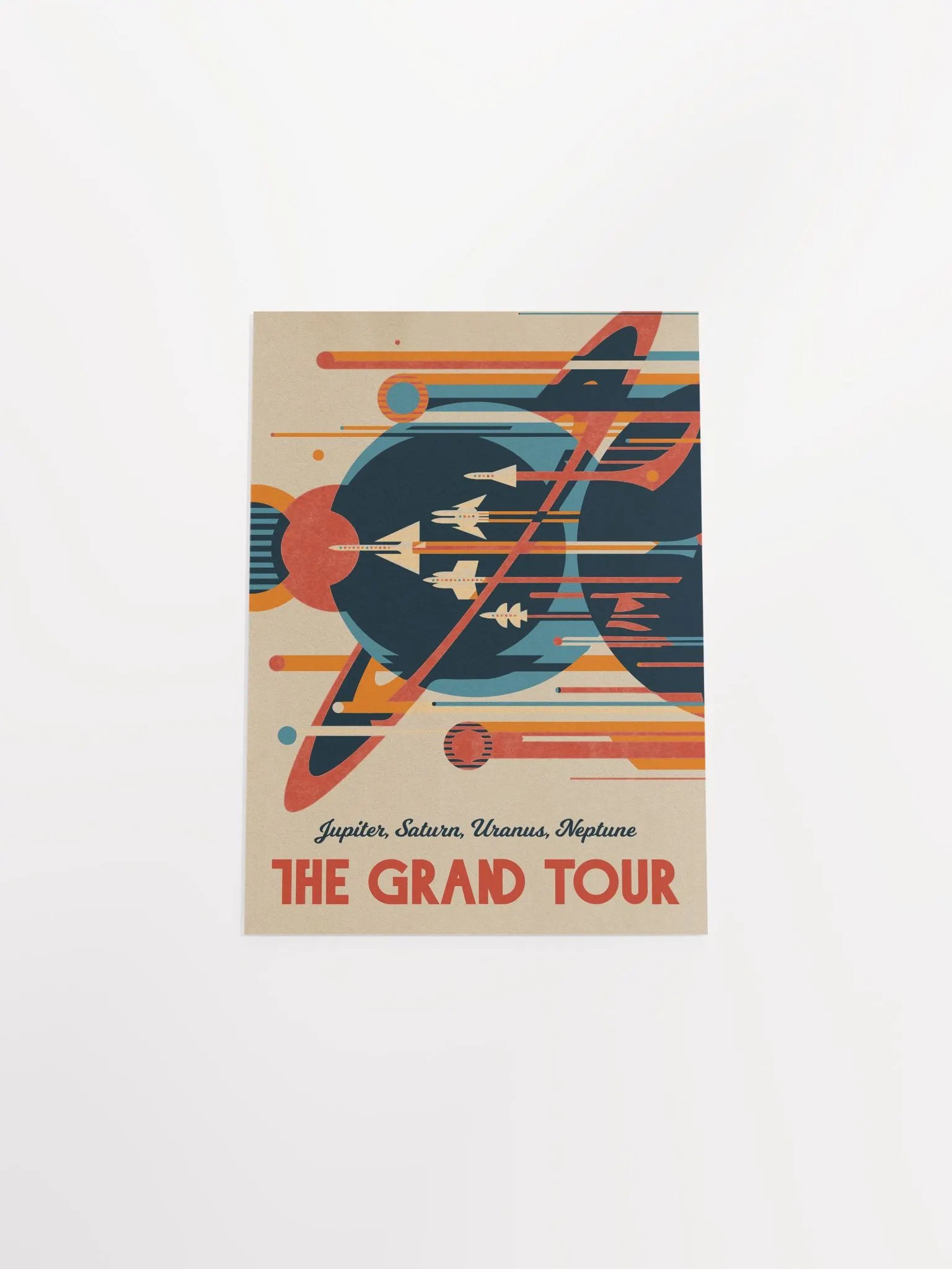 The Grand Tour: Jupiter, Saturn, Uranus, Neptune — Vintage space poster, retro space art, propaganda poster, retrofuturism art, retro sci-fi print product image (9)