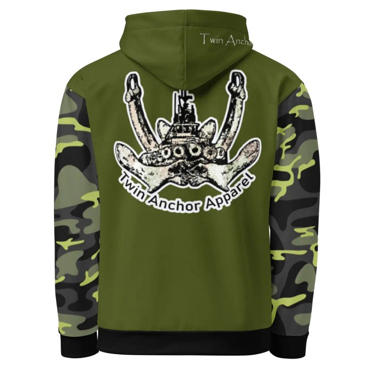 Camouflage & Green Twin Anchor Logo Hoodie product image (1)