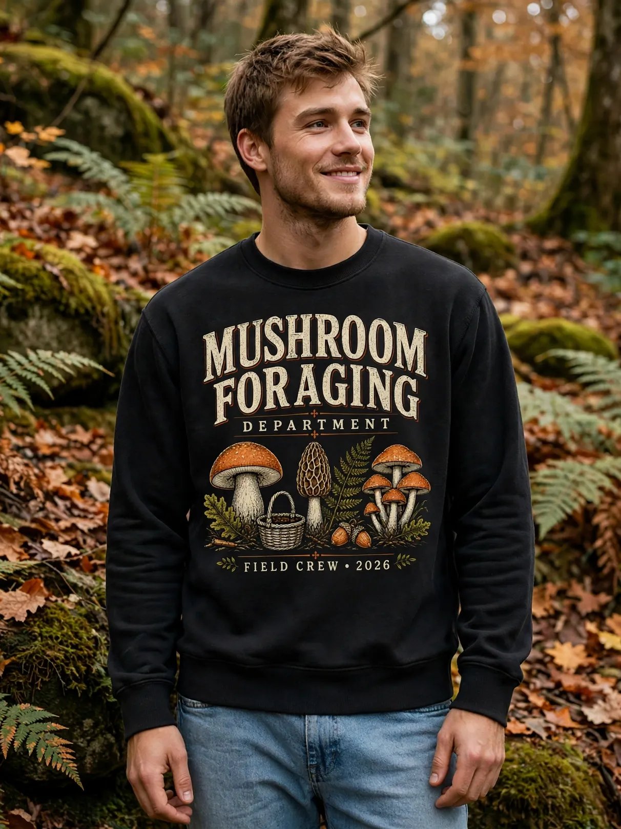 Vintage Mushroom Foraging Department Crewneck Sweatshirt product image (1)