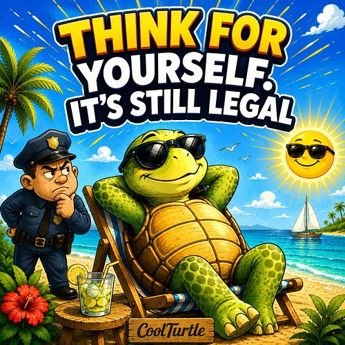 THINK FOR YOURSELF. IT’S STILL LEGAL. 😎🐢

The world has plenty of opinions ready for you to borrow.
Cool Turtle prefers his o...