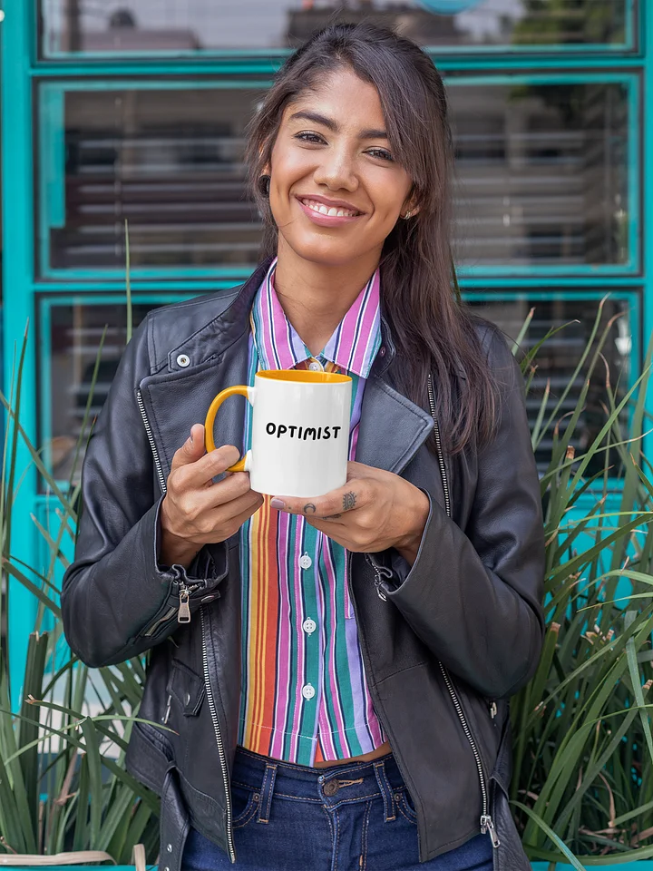 “OPTIMIST” My Vibe Ceramic Mug with Color product image (1)