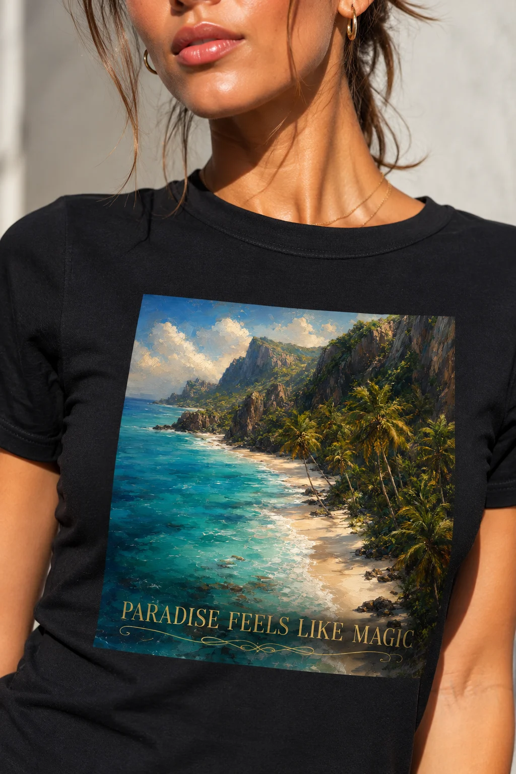 Paradise Feels Like Magic T-Shirt | Oversized Faded Black Unisex Travel Beach Wanderlust Tee product image (1)