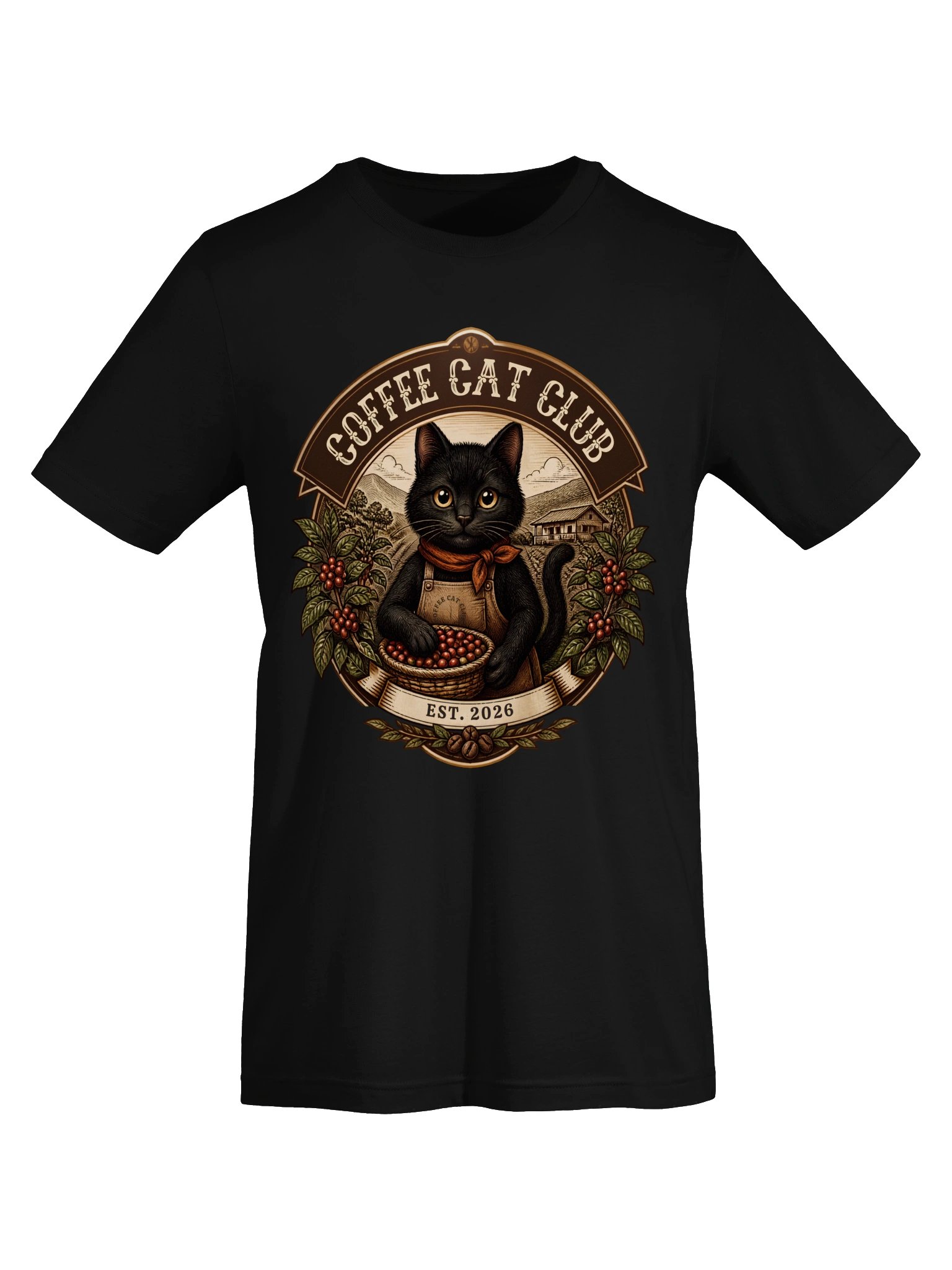 Vintage Coffee Cat Club T-Shirt - Black Cat Barista Retro Coffee Lover Shirt product image (25)