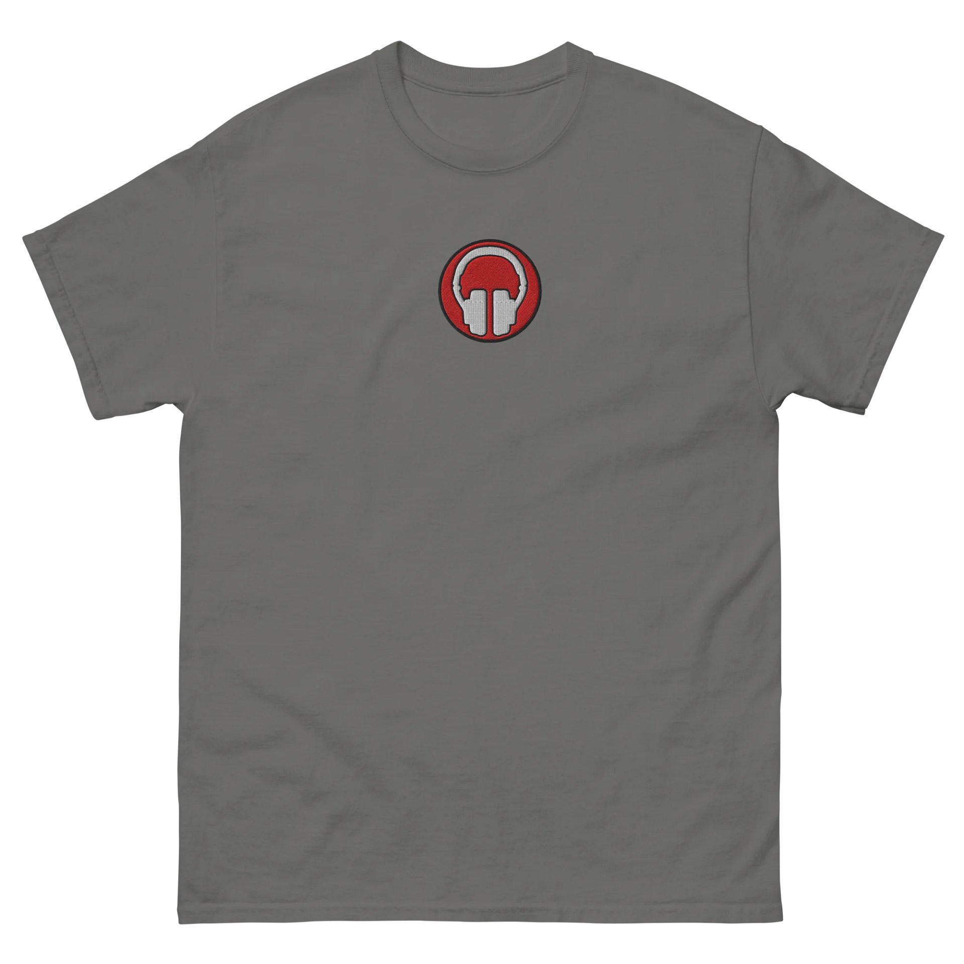 Front & Centre Headphones Embroidered Print Gildan Heavyweight T-Shirt product image (43)