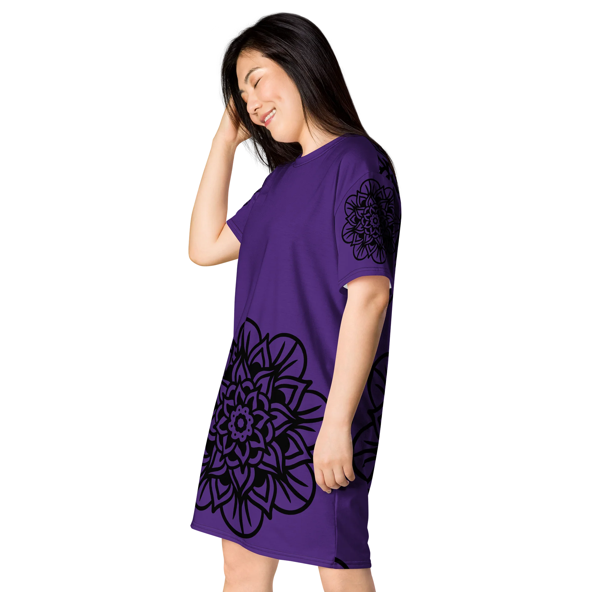 indigo Floral Mandala T-Shirt Dress product image (3)