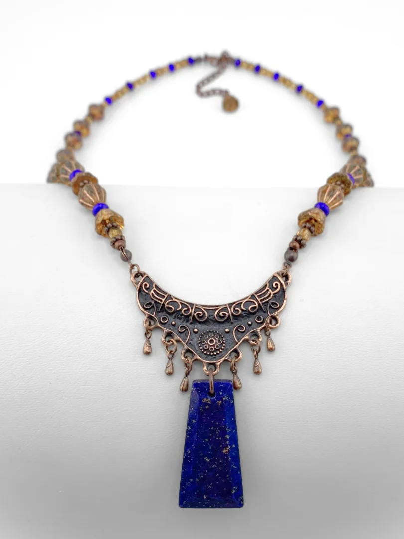 Lapis Pendant Necklace Set with Blue Gold and Copper product image (4)