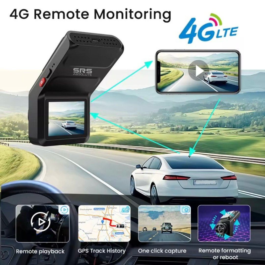 SRS ABSOLUTE 4K+4G Dual Dash Cam Front Rear Record GPS+Live Video ADAS BSD Park Monitor Timelapse WiFi Hotspot Reverse Parking Remote Playback Voice Call MicroSD SIM Support product image (2)