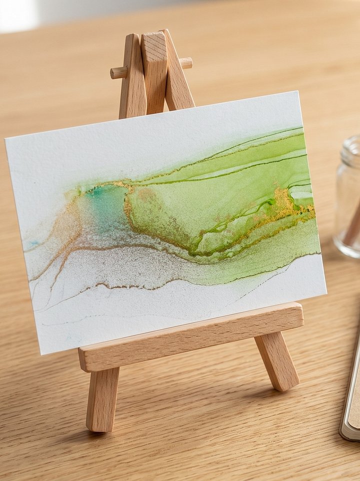 Moss & Mist I | Original ACEO Art Card (2.5" x 3.5") | Miniature Abstract Alcohol Ink Painting | product image (1)