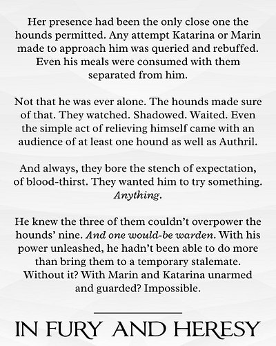 Week 10's snippet from the prologue of my m/m romantic fantasy wip, In Fury and Heresy.

#queerbooks #mmromance #queerfantasy...