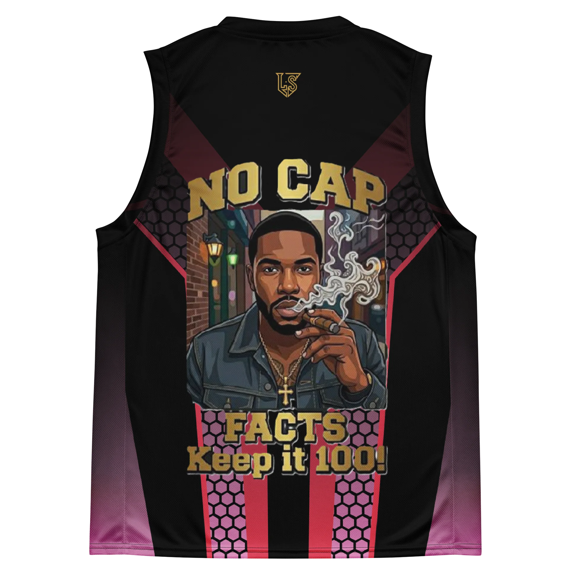 No Cap Black and Burgundy Abstract Sleeveless Pattern Design product image (4)