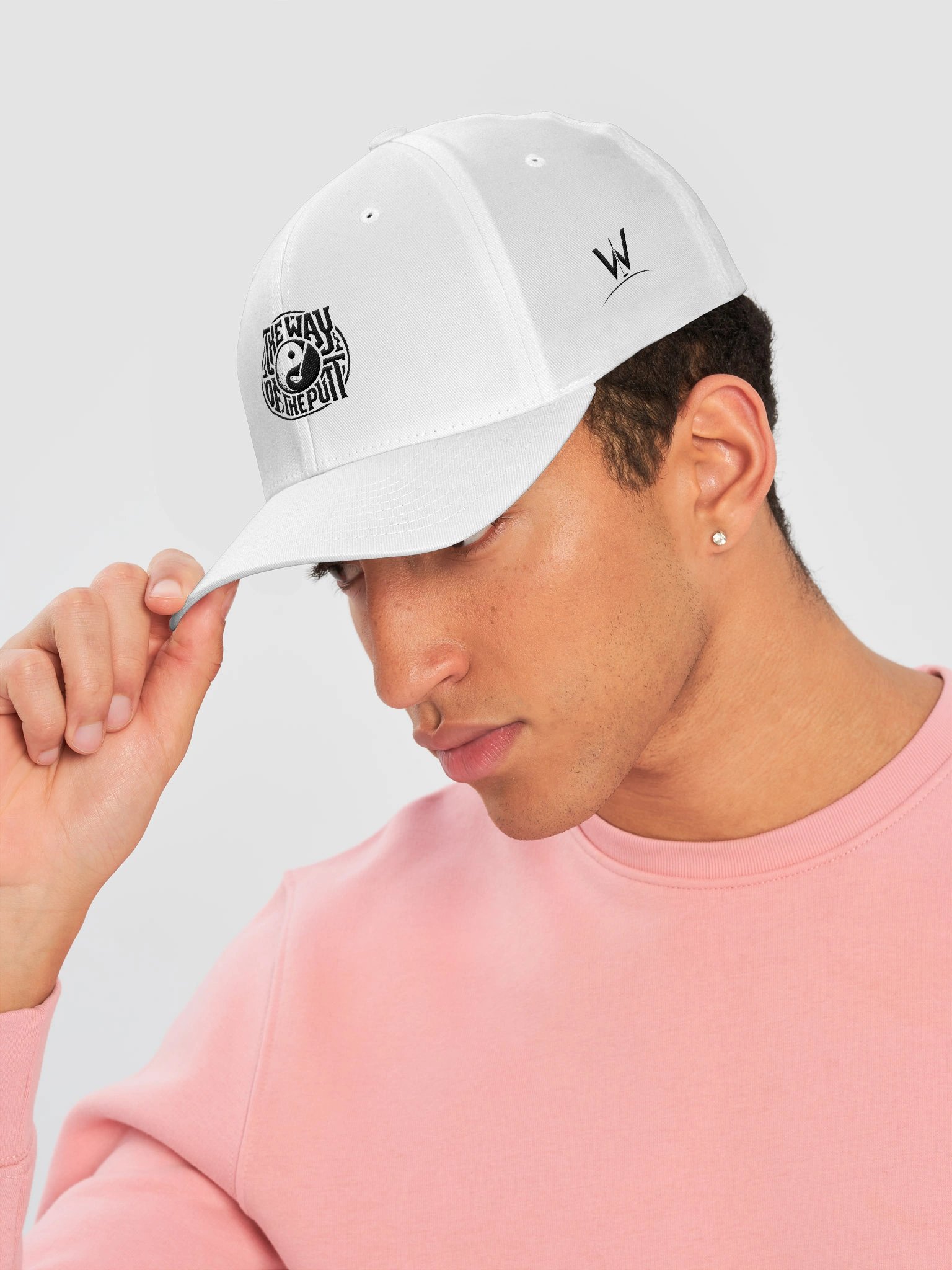 The Way of the Putt — Flexfit Cap (White / Black Embroidery) product image (6)