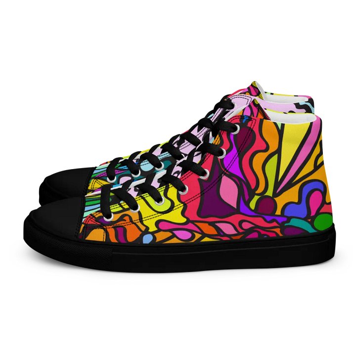 Fluidity in Color Men's High Top Canvas Shoes - Wave at Sunset product image (1)