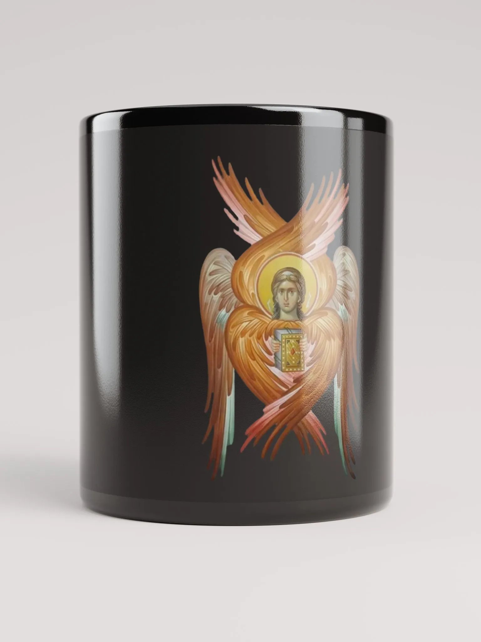 Cherubim Byzantine Orthodox Christian Mug – Black Religious Coffee Cup, Faith Gift product image (5)