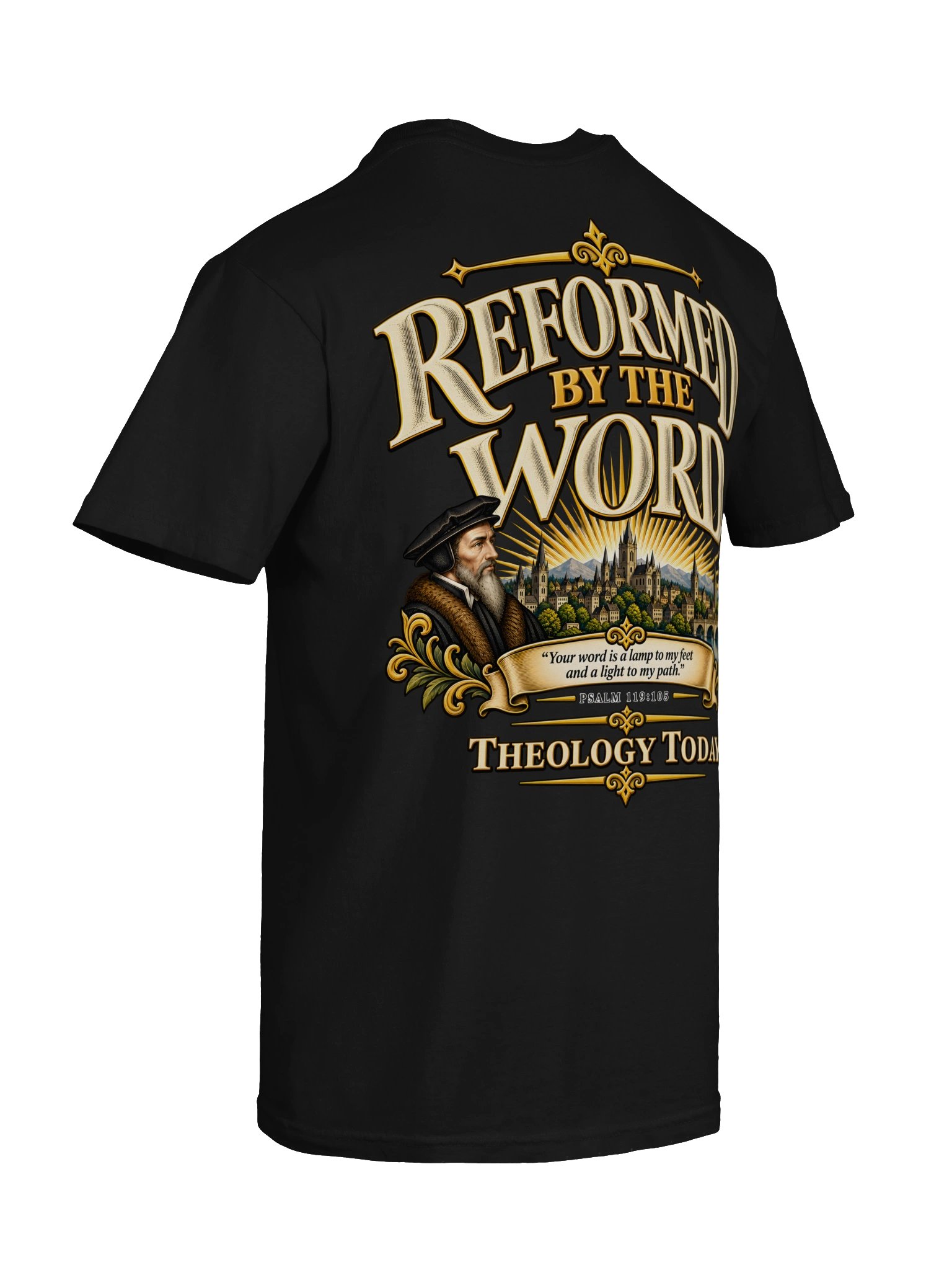 Reformed by the Word | John Calvin Reformation T-Shirt product image (12)